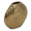 Benzara 10 Inch Aluminum Hammered Round Bellied Shape Vase, Champagne Gold