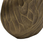 Benzara 14 Inch Aluminum Hammered Round Bellied Shape Vase, Brass