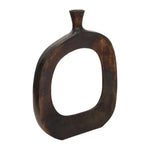 Benzara 20 Inch Cut Out Metal Vase with Narrow Neck and Mouth, Dark Bronze