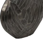 Benzara 22 Inch Aluminum Hammered Round Bellied Shape Vase, Antique Silver