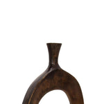 Benzara 25 Inch Cut Out Metal Vase with Narrow Neck and Mouth, Dark Bronze