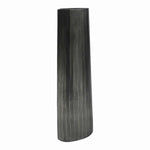 Benzara 36 Inch Textured Aluminum Elongated Vase with Round Opening, Silver