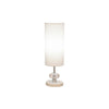 Benzara Metal Table Lamp with Cylindrical Shade and Crystal Accent,Clear and White