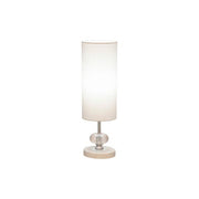 Benzara Metal Table Lamp with Cylindrical Shade and Crystal Accent,Clear and White