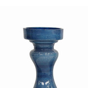 Benzara 16 Inch Glass Candle Holder with Turned Pedestal Design, Set of 2, Blue