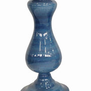 Benzara 16 Inch Glass Candle Holder with Turned Pedestal Design, Set of 2, Blue