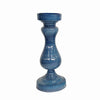 Benzara 16 Inch Glass Candle Holder with Turned Pedestal Design, Set of 2, Blue