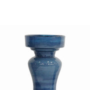 Benzara 19 Inch Glass Candle Holder with Turned Pedestal Design, Set of 2, Blue