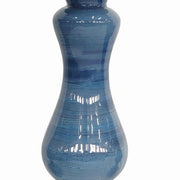 Benzara 19 Inch Glass Candle Holder with Turned Pedestal Design, Set of 2, Blue