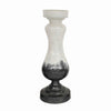 Benzara 19 Inch Glass Candle Holder with Turned Pedestal Design, Set of 2, White