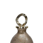 Benzara Glass Bellied Shape Jar with Ring Design Lid, Set of 2, Gray and Bronze