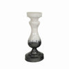 Benzara 16 Inch Glass Candle Holder with Turned Pedestal Design, Set of 2,White