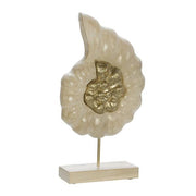 Benzara Wooden Leaf Accent Decor with Stable Block Base, Set of 4, Brown and Gold