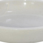 Benzara Marble Round Bowl Accent Decor with Flared Base, White and Gold