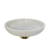 Benzara Marble Round Bowl Accent Decor with Flared Base, White and Gold