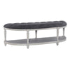 Benzara Wooden Bench with Tufted Seat and One Open Shelf, Gray and Beige