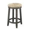 Benzara Wooden Counter Stools with Rattan Fabric Seat, Beige and Brown