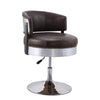 Benzara Swivel Leatherette Accent Chair with Adjustable Height, Brown and Chrome