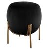 Benzara Fabric Upholstered Round Ottoman with Straight Metal Legs, Black and Gold