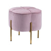 Benzara Fabric Upholstered Ottoman with Sleek Straight Legs, Pink and Gold