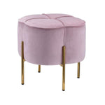 Benzara Fabric Upholstered Ottoman with Sleek Straight Legs, Pink and Gold