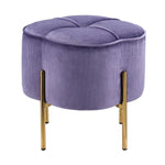 Benzara Fabric Upholstered Ottoman with Sleek Straight Legs, Blue and Gold