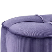 Benzara Fabric Upholstered Ottoman with Sleek Straight Legs, Blue and Gold
