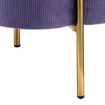 Benzara Fabric Upholstered Ottoman with Sleek Straight Legs, Blue and Gold