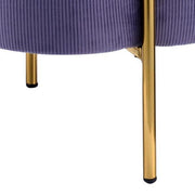 Benzara Fabric Upholstered Ottoman with Sleek Straight Legs, Blue and Gold