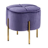Benzara Fabric Upholstered Ottoman with Sleek Straight Legs, Blue and Gold