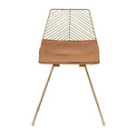Benzara Metal Side Chair with Chevron Open Backrest and Sled Base, Set of 2, Gold