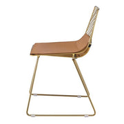 Benzara Metal Side Chair with Chevron Open Backrest and Sled Base, Set of 2, Gold