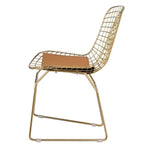 Benzara Metal Side Chair with Cage Design Backrest and Sled Base, Set of 2, Gold