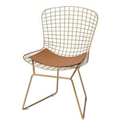 Benzara Metal Side Chair with Cage Design Backrest and Sled Base, Set of 2, Gold