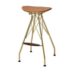 Benzara Metal Backless Barstool with Flared legs and Braces Support, Set of 2, Gold