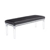 Benzara Textured Faux Leather Bench with Tapered Acrylic Legs, Gray and Clear