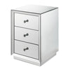 Benzara 3 Drawer Beveled Mirrored Nightstand with Floating Plinth Base Silver