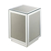 Benzara Mirrored Accent Table with Faux Diamond Inlay and Glass Top, Silver