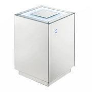 Benzara Mirrored Accent Table with Faux Diamond Inlaid Glass Top, Silver