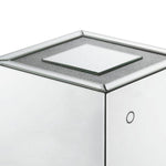 Benzara Mirrored Accent Table with Faux Diamond Inlaid Glass Top, Silver