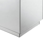 Benzara Mirrored Accent Table with Faux Diamond Inlaid Glass Top, Silver