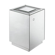 Benzara Mirrored Accent Table with Faux Diamond Inlaid Glass Top, Silver