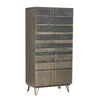 Benzara Stripped Stain Design 2 Door Wood Wardrobe with Hairpin Legs,Gray and Brown