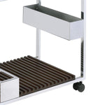 Benzara Metal and Wood Serving Cart with Tray and Floating Shelf, Brown and Silver