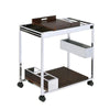 Benzara Metal and Wood Serving Cart with Tray and Floating Shelf, Brown and Silver