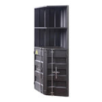 Benzara Industrial Metal and Wood Corner Bookcase with 2 Open Compartments, Gray