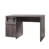 Benzara Farmhouse Wooden Desk with Barn Door Storage and Sled Base, Washed Gray