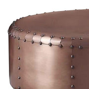 Benzara Round Metal Frame Coffee Table with Bolt Accent, Rose Gold