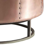 Benzara Round Metal Frame Coffee Table with Bolt Accent, Rose Gold