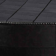 Benzara Round Leatherette Wrapped Metal Coffee Table with Bolt Accent, Slate Gray